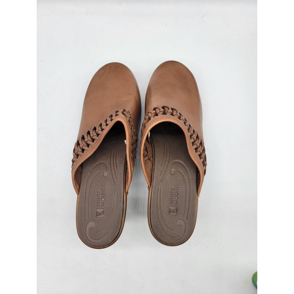 White Mountain Women's Genuine Leather Mule Clog Braided Slip on Brown Size 10M - Picture 5 of 7